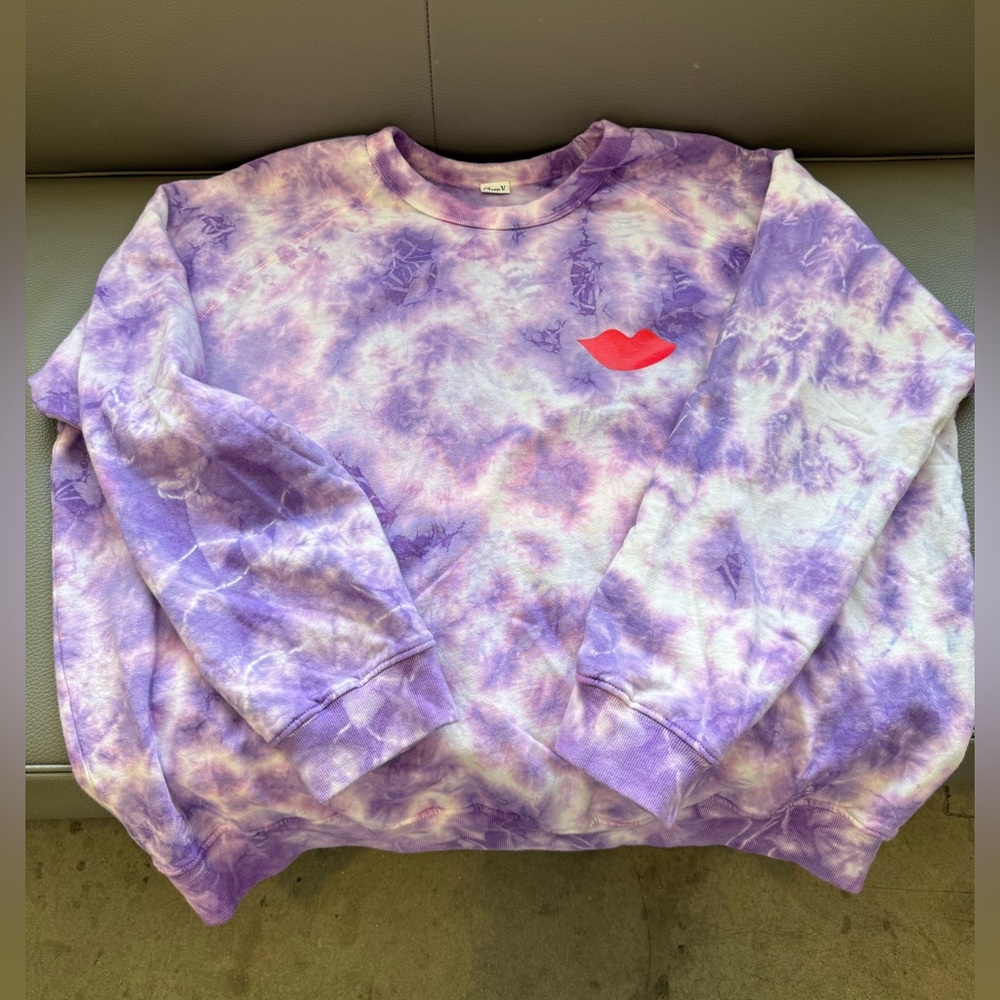 Brand New Claire V Poppy Tie Dye XL Crew Neck Sweater purple SO SOFT ๐ - Picture 8 of 13